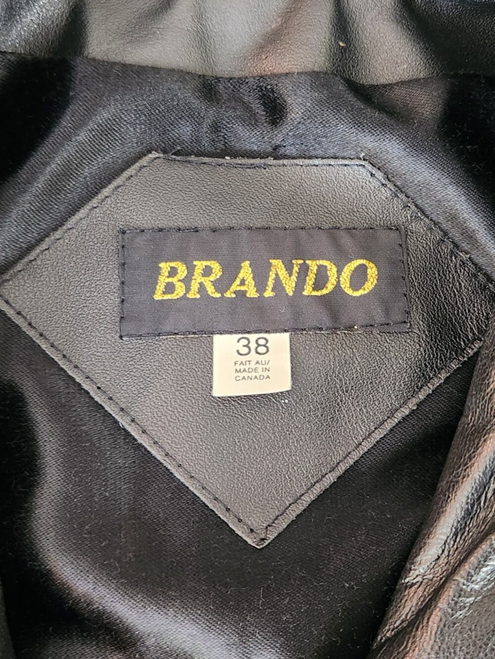 Men's Black BRANDO Leather Biker Jacket CANADIAN MADE - Picture 2 of 9